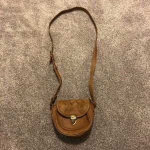 Brown faux leather crossbody purse